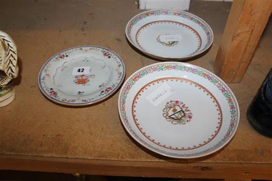 Plate, Qianlong period and a pair of armorial saucer dishes